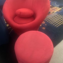 Retro Red chair with footstool