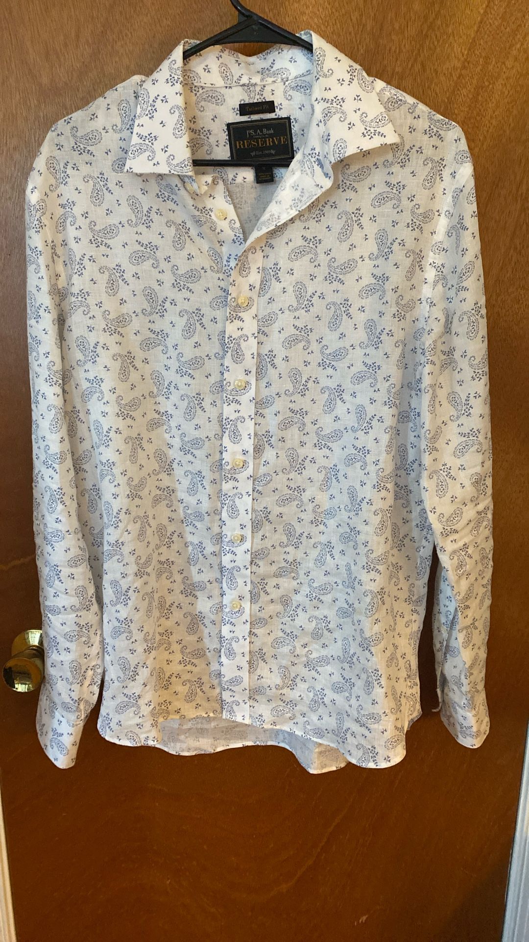 White paisley print mens dress shirt 