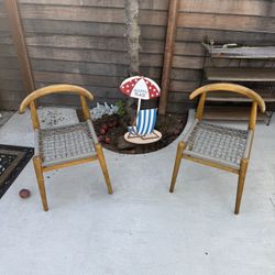 West Elm Holland Dining Chairs – Set of 2 | Solid Wood & Woven Cord Seats