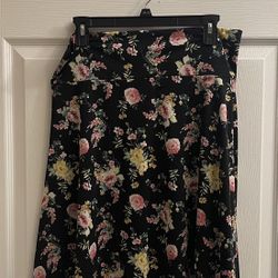 Floral Black Skirt Size Large