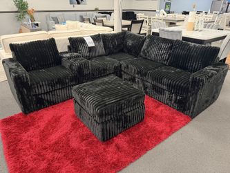 Black Sofa Sectional w/ USP outlets