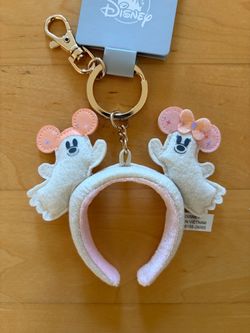 Disneyland Halloween Mickey and Minnie Ghost Ears Keychain Bag Charm 2026