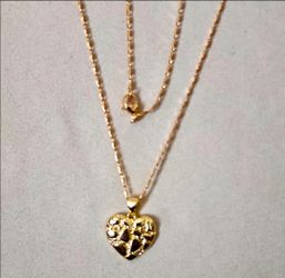 Gold-Tone Filigree Heart Pendant Necklace