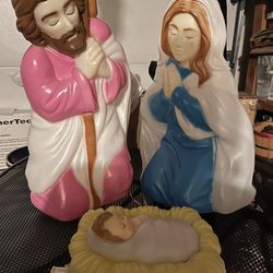 Vintage Empire Blow Mold Nativity with Mary, Joseph and Baby Jesus