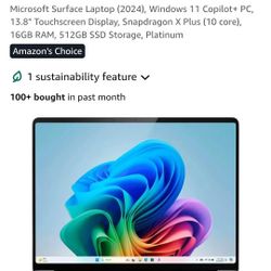 Microsoft Surface 13" Touchscreen Laptop, Copilot+ PC, Snapdragon X Plus, 16GB RAM, 512GB UFS, Windows 11, Platinum