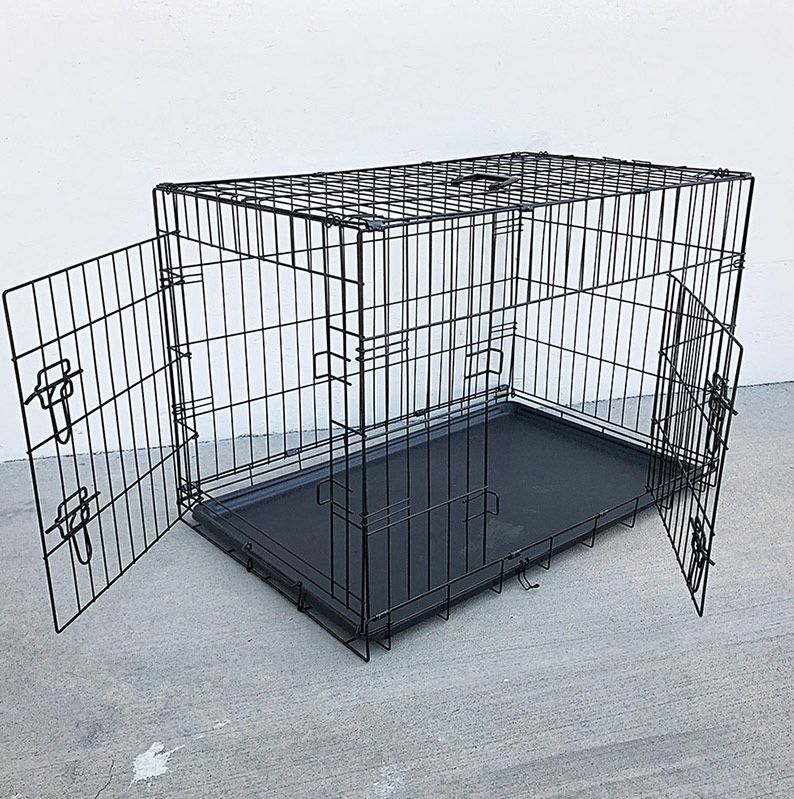 $40 (New in box) Folding 36” dog cage 2-door pet crate kennel w/ tray 36”x23”x25” 