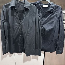 V-Neck Button Down - Womens L