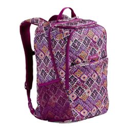 Vera Bradley Lighten Up 7 Zip Compartment Journey Travel Backpack in Dream Diamonds pattern