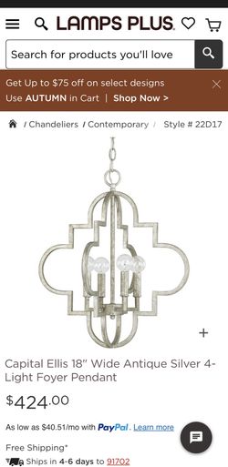 Capital Ellis 18" Wide Antique Silver 4-Light Foyer Pendant