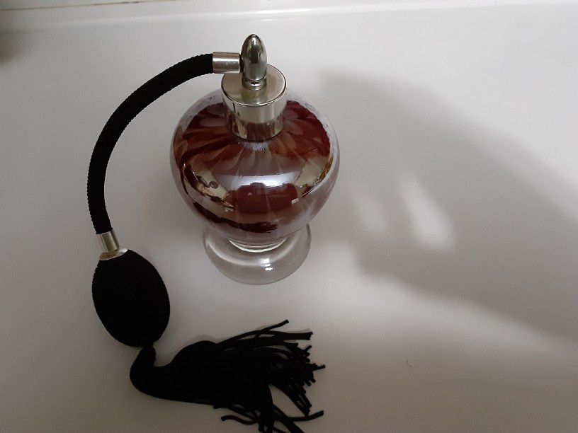 Large Pink With Swirles Perfume Bottle With Pump