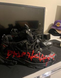 Balenciaga Runner Sneakers Black Red Graffiti