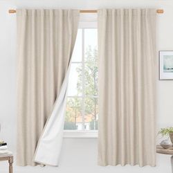 LAMIT 100% Blackout Natural Linen Curtains
