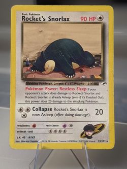 Rocket's Snorlax Pokemon 33/132 Gym Heroes Vintage 1995 English