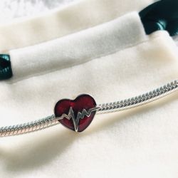 Heartbeat Charm Sterling Silver
