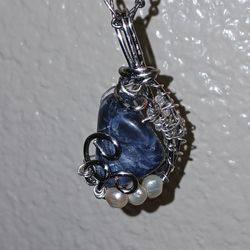 Sodalite Pendant With Freshwater Pearls 