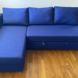 Blue Sleeper Sectional with Reversable Chaise