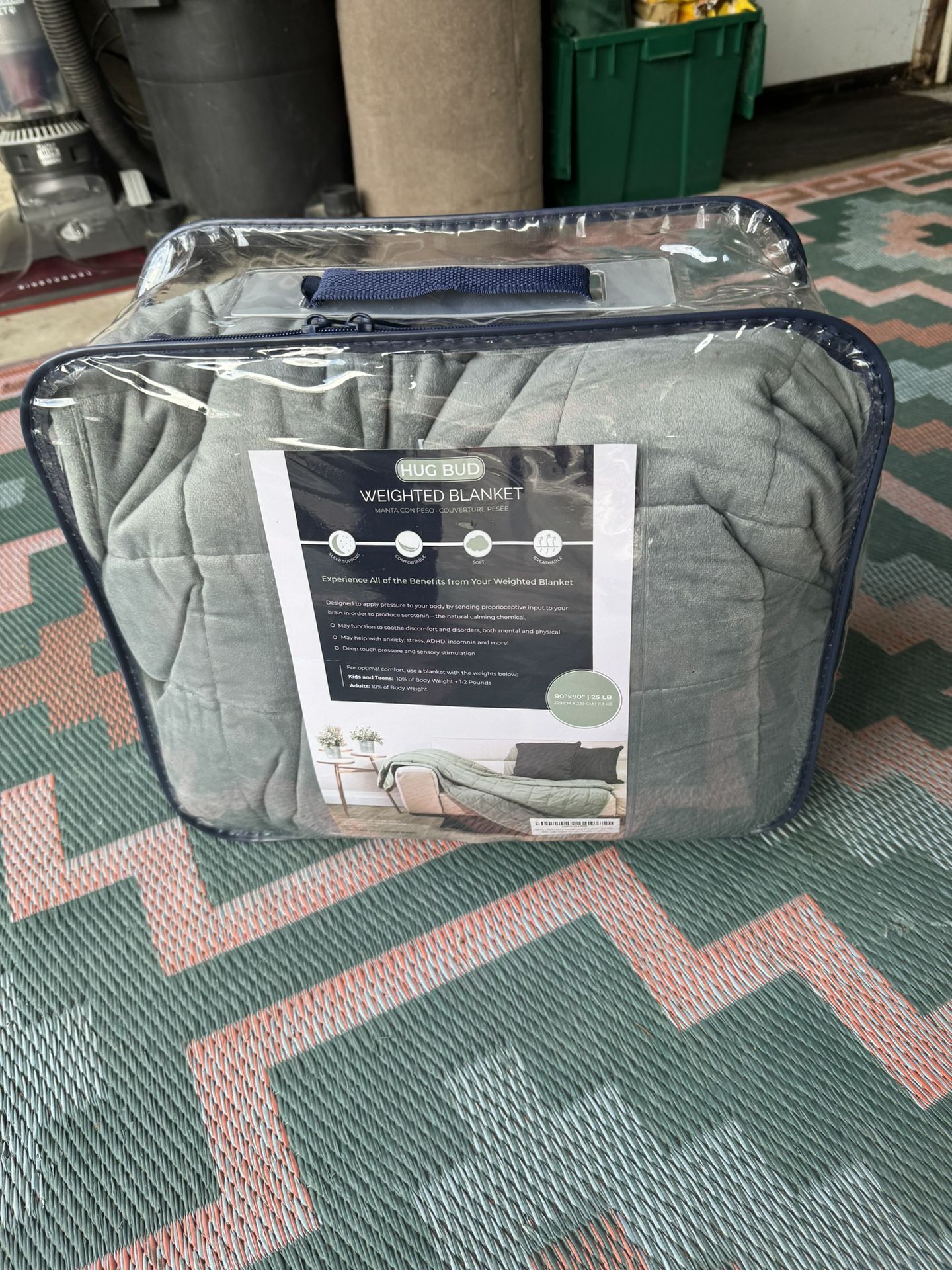 Like New! Hug Bud Weighted Blanket Queen 25 Pound