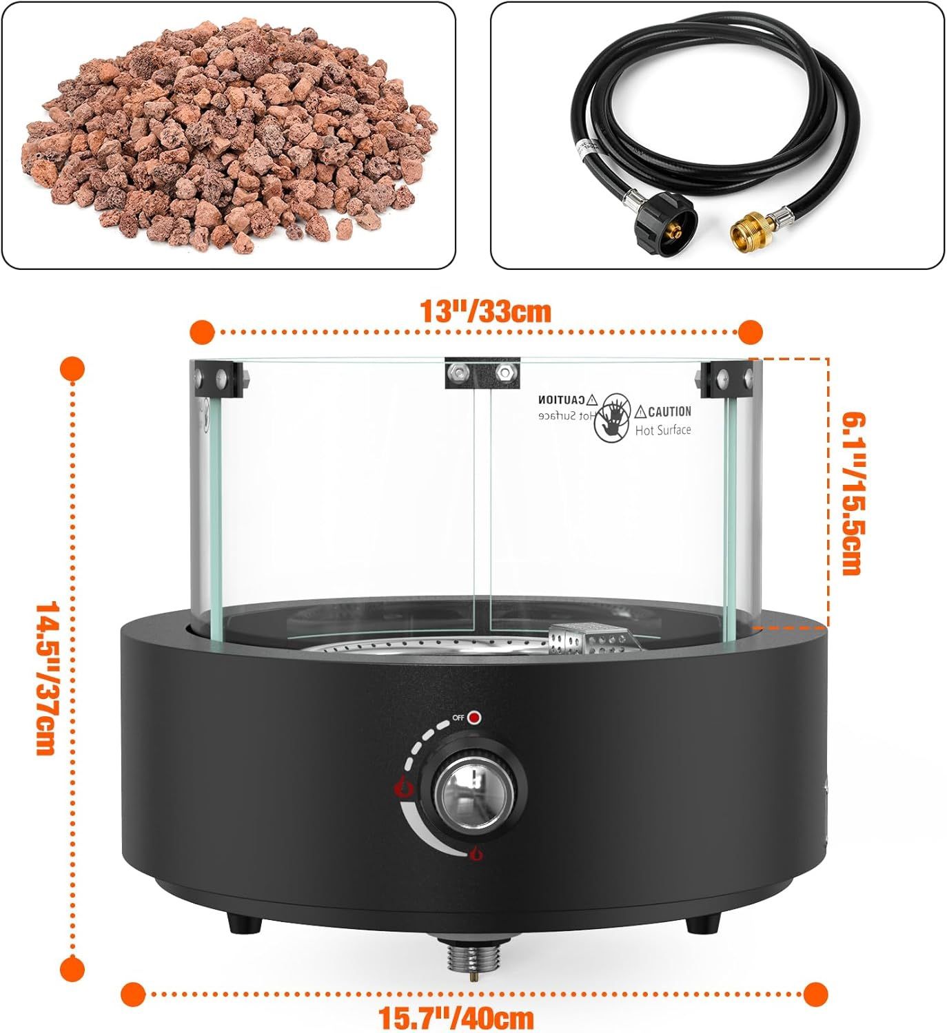 Gas Fire Pit Bottom Mounted For Table W. Umbrella Hole - NEW IN BOX