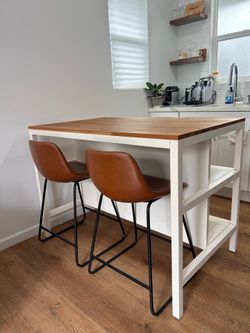 IKEA TORNVIKEN Kitchen Island (Off-White/Oak) + 2 Bar Stools $300