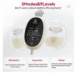 Horigen D6 Milk White Electric Hands Free Breast Pump Wearable Lower Noise Strong Suction 180ml/6oz