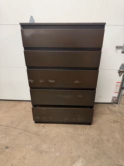 5-Drawer Tall Dresser Brown-Black