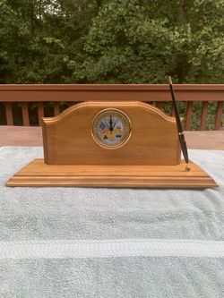 Patriotic Desk Clock with Pen Holder Handmade