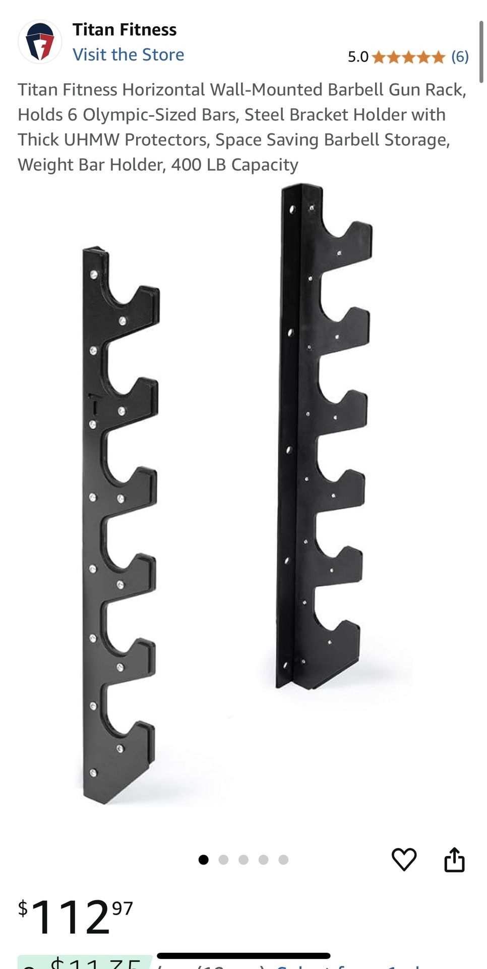 Titan Fitness 6 Bar Gun Rack