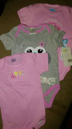 NEW bay girl onesies 3, 6 , 9 mos