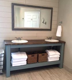 Farm House Bathroom Vanity / Butcher Block Top With Sink Included