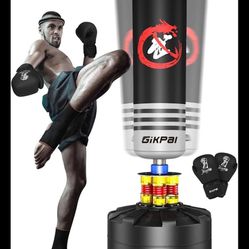 GIKPAL Freestanding Punching Bag, Heavy Boxing Bag + FIVING Pro Style Boxing Gloves for Women