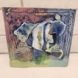 1995 Leger Collection PM Doll Pottery FIsh Seashell Hanging Tile Marta Carvajal