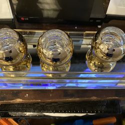 $40~3 Gold Votive Candle Holders / Rectangle  Trey 