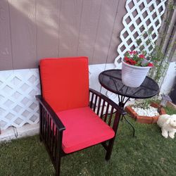 Wood chair and metal table