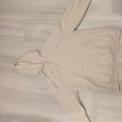 Men's Beige Fleece Hoodie Size Large 