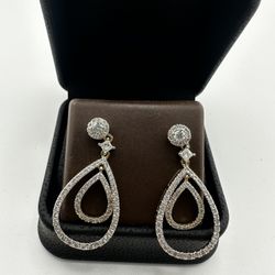 14k White Gold Diamond Studded Ear Rings 