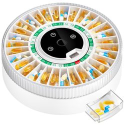 Colorwing® 2025 Smart Pill Dispenser for Seniors - 31-Slot Automatic Medication Organizer with Bluetooth Alarms, Fingerprint & Mechanical Dual Lock, D