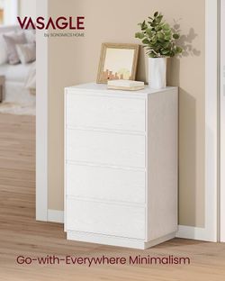 4-Drawer Dresser, Chest of Drawers, 23.6 x 15.7 x 38.3 Inches Storage Tower Unit, Modern Basic Style, for Bedroom, Closet, Living Room, Cloud White, K