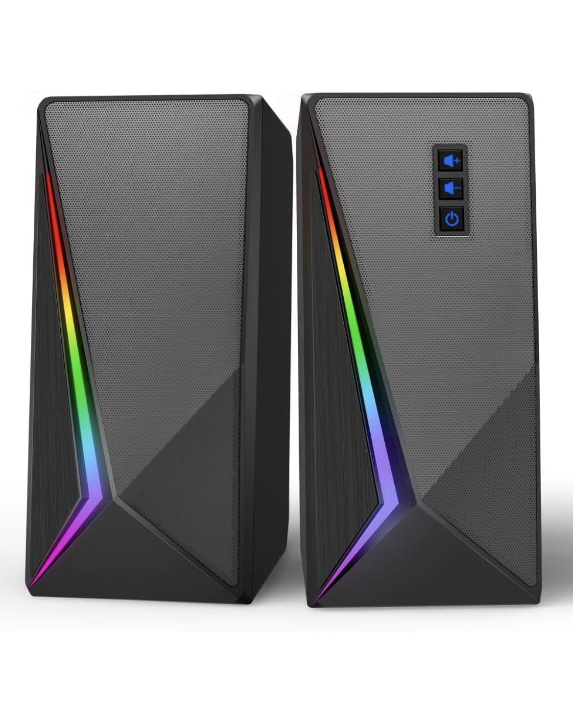 LLEVTIC Computer Speakers, Desktop Speakers with 6 Colorful RGB Lights