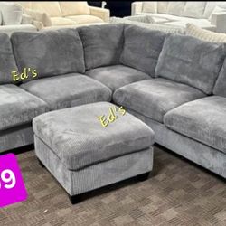 BRAND NEW 4PCS SECTIONAL SOFA SET WITH OTTOMAN AND ACCENT PILLOW INCLUDED $499