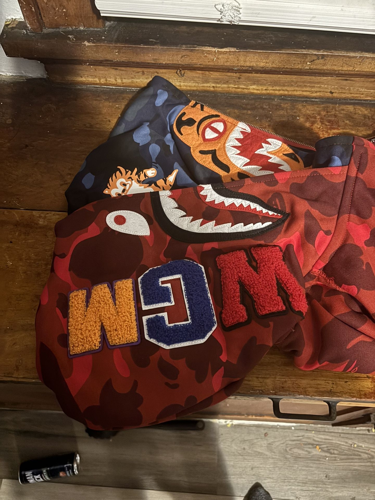 Red Double Hooded Bape Ape Jacket Xl