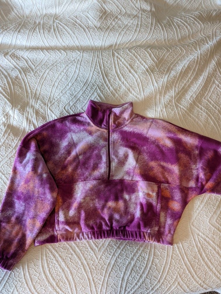 Nike Women's 1/2 Zip Hot Fuschia Fleece Cropped Sweatshirt