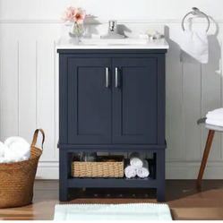 Home Decorators Collection
Tupelo 24 in. Single Sink Midnight Blue Bath Vanity with White Engineered Stone Top (Assembled)