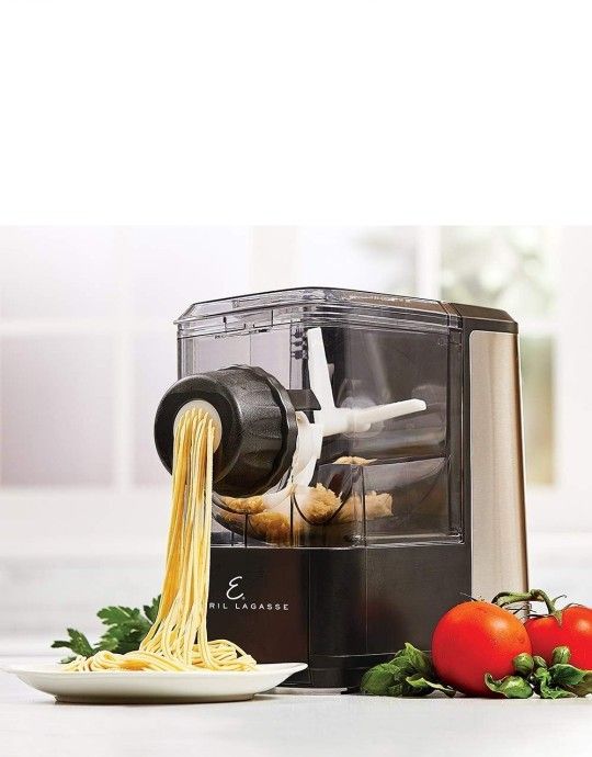 EMERIL LAGASSE Pasta & Beyond, Automatic Pasta, Juice and Frozen Desserts Maker 8 Pasta Shaping Discs, Black