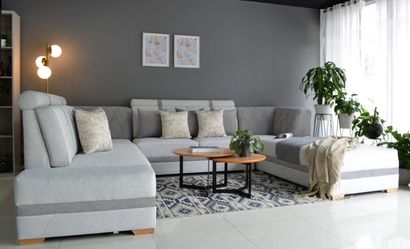 Large Gray U-Shaped Sectional Sofa