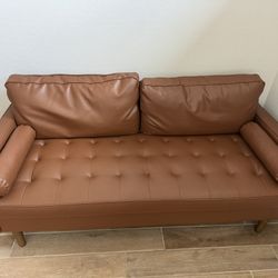Vegan Leather Square Arm Sofa