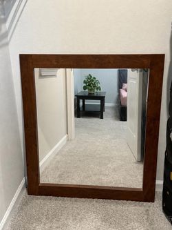 Large Wood-Framed Mirror – 36” × 40”