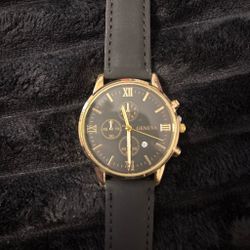 Geneva Chronograph Watch Black Leather Strap