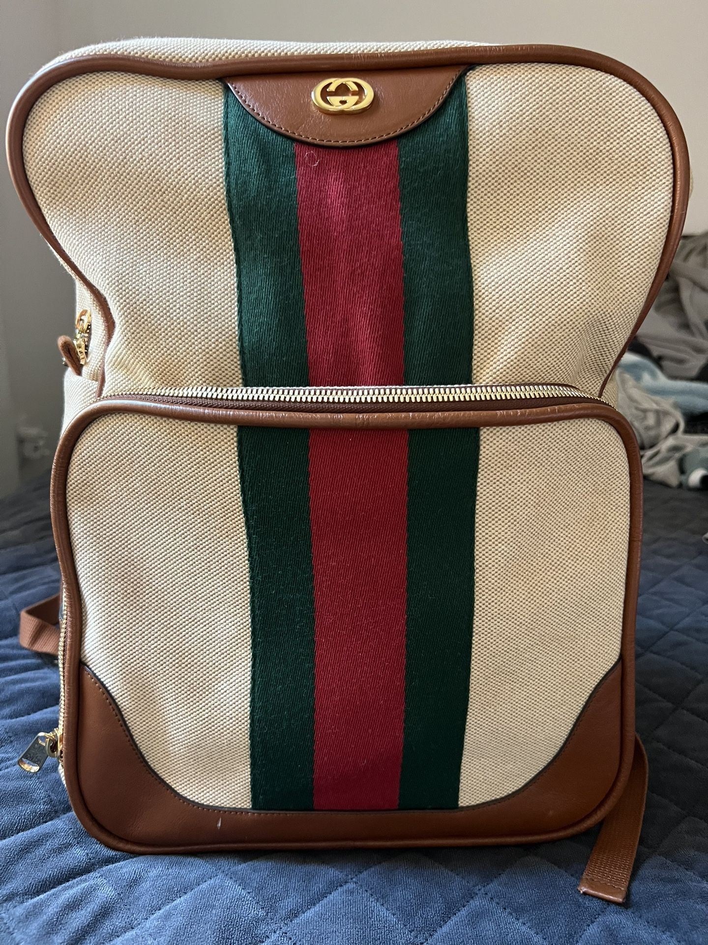 Authentic Gucci Stripe Canvas Backpack