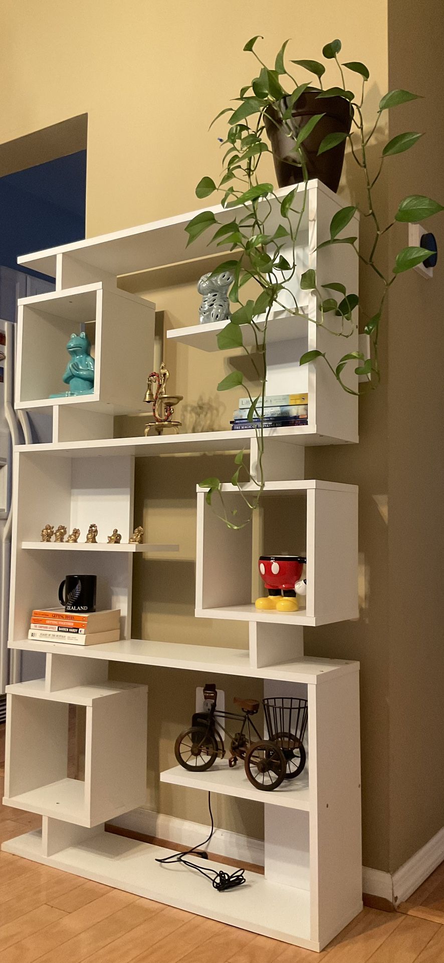 Modern White Geometric Bookshelf / Display Shelf