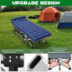 Folding Camping Cot for Adult Portable Outdoor with Soft Mattress Carry Bad